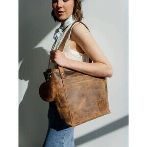 Berliner Bags Verona Leather Tote Walnut Brown Shoulder Crossbody Bag NWT